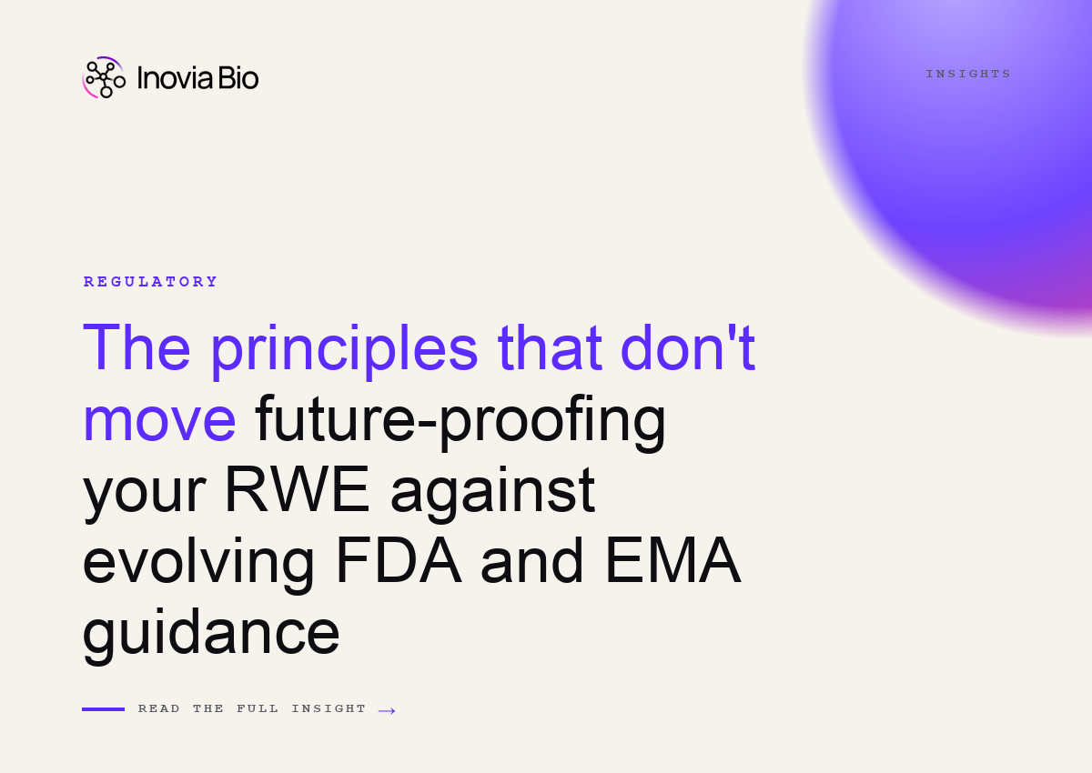 Diagram of a future-proof RWE study design withstanding evolving FDA and EMA real-world evidence guidance revisions.