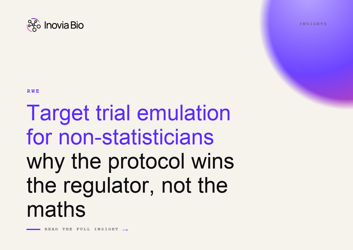 Checklist diagram of the seven components of a target trial emulation protocol, used to win FDA and EMA regulatory confidence