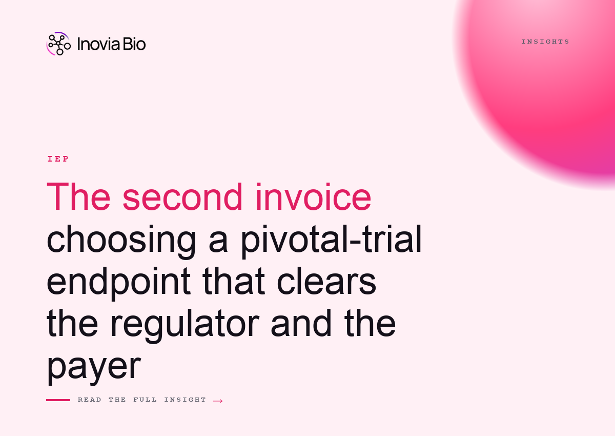 Inovia Bio graphic on choosing a pivotal-trial endpoint that satisfies both regulators and payers